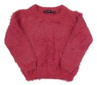 Malinový chlpatý sveter BLUE SEVEN
