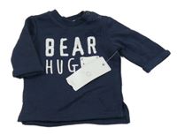 Nové - tmavomodrá tepláková mikina s nápismi a medvedíkom F&F