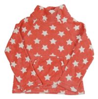 Jahodová plyšová mikina s bielými hviezdičkami a vreckom Tu