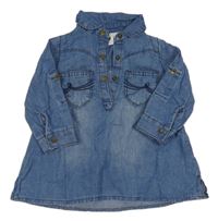 Modré lehké riflové košilové šaty 