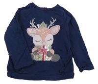 Tmavomodrá mikina so sobom s flitrami a volánikmi Monsoon