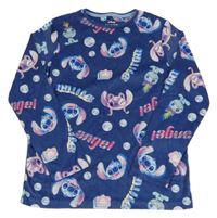 Tmavomodrá plyšová pyžamová mikina se Stitchem a Angelou PRIMARK