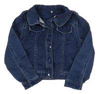 Tmavomodrá tepláková rifľová bunda s golierikom M&S