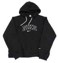 Čierna crop mikina s logom a vreckom a kapucňou