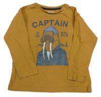 Hnedé tričko s mrožom Vertbaudet