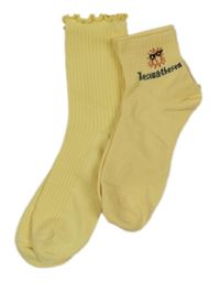 2x - Žluté ponožky - žebrované, so slniečkom