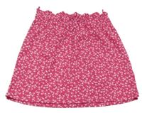 Malinovo-biela kvietkovana mačkaná paper bag sukňa s mašlou C&A