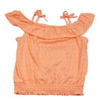 Neónově oranžový top so šupinkami a volánikom YIGGA