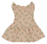 Svetloružové šaty s jednorožcami a volánikmi C&A