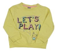 Žlutá mikina s nápisy a pejskem little kids