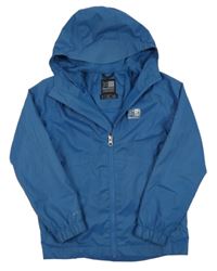 Tmavomodrá šusťáková funkční jarní bunda s logem a kapucí Karrimor