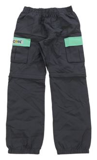 Tmavošedé kostkované cargo šusťákové outdoorové kalhoty s odepínacími nohavicemi Y.F.K.