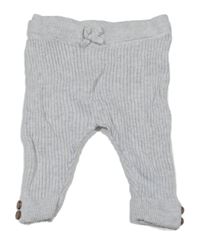 Svetlosivé melírované rebrované pletené tepláky s mašlou Mothercare
