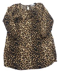 Béžovo-čierne ľahké šaty s leopardím vzorom Primark