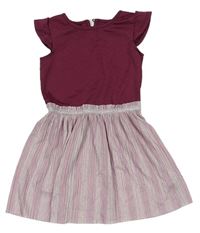 Vínovo-lila šaty s plisovanou sukní Nutmeg