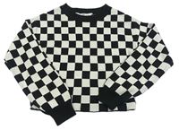 Čierno-svetlosivý kockovaný crop sveter H&M