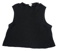 Čierny rebrovaný crop top Shein
