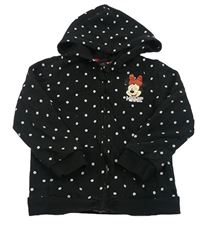 Černá puntíkatá propínací mikina s Minnie a kapucí Primark