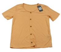 Oranžové žebrované tričko s knoflíky Primark