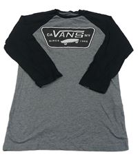 Tmavošedo-černé triko se skateboardem Vans