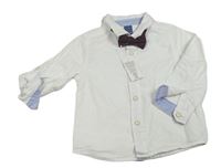 Nové - 2set - Bílá košile + vínový puntíkatý motýlek LC Waikiki