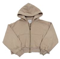 Hnedá prepínaci crop mikina s kapucňou Zara