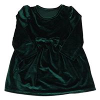 Tmavozelené zamatové šaty s mašlou