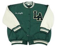 Tmavozeleno-smetanová baseballová mikina s písmeny Next