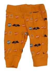 Oranžové lehké tepláky s duchy a netopýry F&F