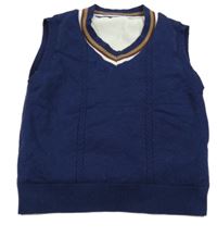 Tmavomodrá zateplená svetrová vesta Shein