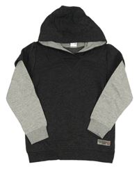 Antracitovo-sivá melírovaná mikina s kapucňou Pocopiano