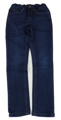 Tmavomodré teplákové skinny rifle