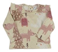 Béžové triko se zvířaty a volánky Topomini