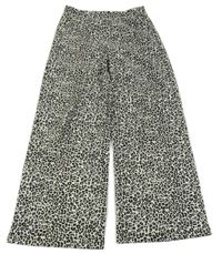 Béžové široké kalhoty s leopardím vzorem F&F