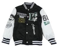 Černo-bílá baseballová mikina s potiskem