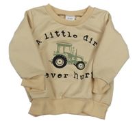 Béžová mikina s traktorom