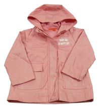 Ružová bodkovaná á nepromokavá jarná bunda s dúhou a kapucňou