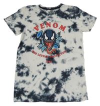Bílo-černé batikované tričko s Venomem Marvel