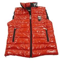 Červená lesklá šusťáková prošívaná zateplená vesta Karl Lagerfeld