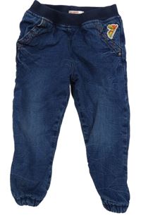 Tmavomodré zateplené cuff rifle s úpletovým pasem a nášivkou