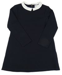 Tmavomodré teplákové šaty s límečkem Zara