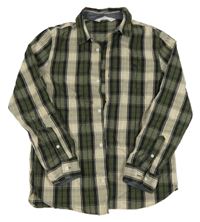 Béžovo-khaki-černá kostkovaná košile H&M