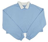 Světlemodrá crop mikina s límečkem H&M