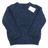Nové - Tmavomodrý melírovaný vlněný svetr Primark