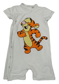Biely bavlnený kraťasový overal s Tigrom H&M