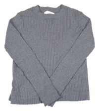 Sivý melírovaný rebrovaný crop ľahký sveter Zara