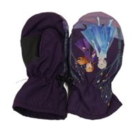 Fialové šusťákové zimní palcové rukavice s Frozen Disney