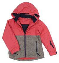 Ružovo-sivá šušťáková lyžiarska bunda s kapucňou Crane