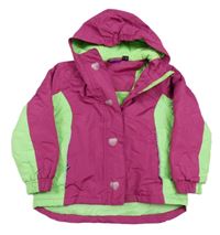 Ružovo-zelená šušťáková funkčná zateplená bunda s kapucňou Lupilu