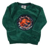 Tmavozelená plyšová mikina s Jurským světem